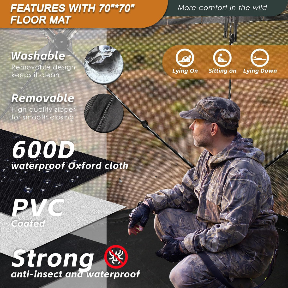 FUNHORUN Hunting Blind with Floor Mat, 360 See Through Ground Blind, Pop Up