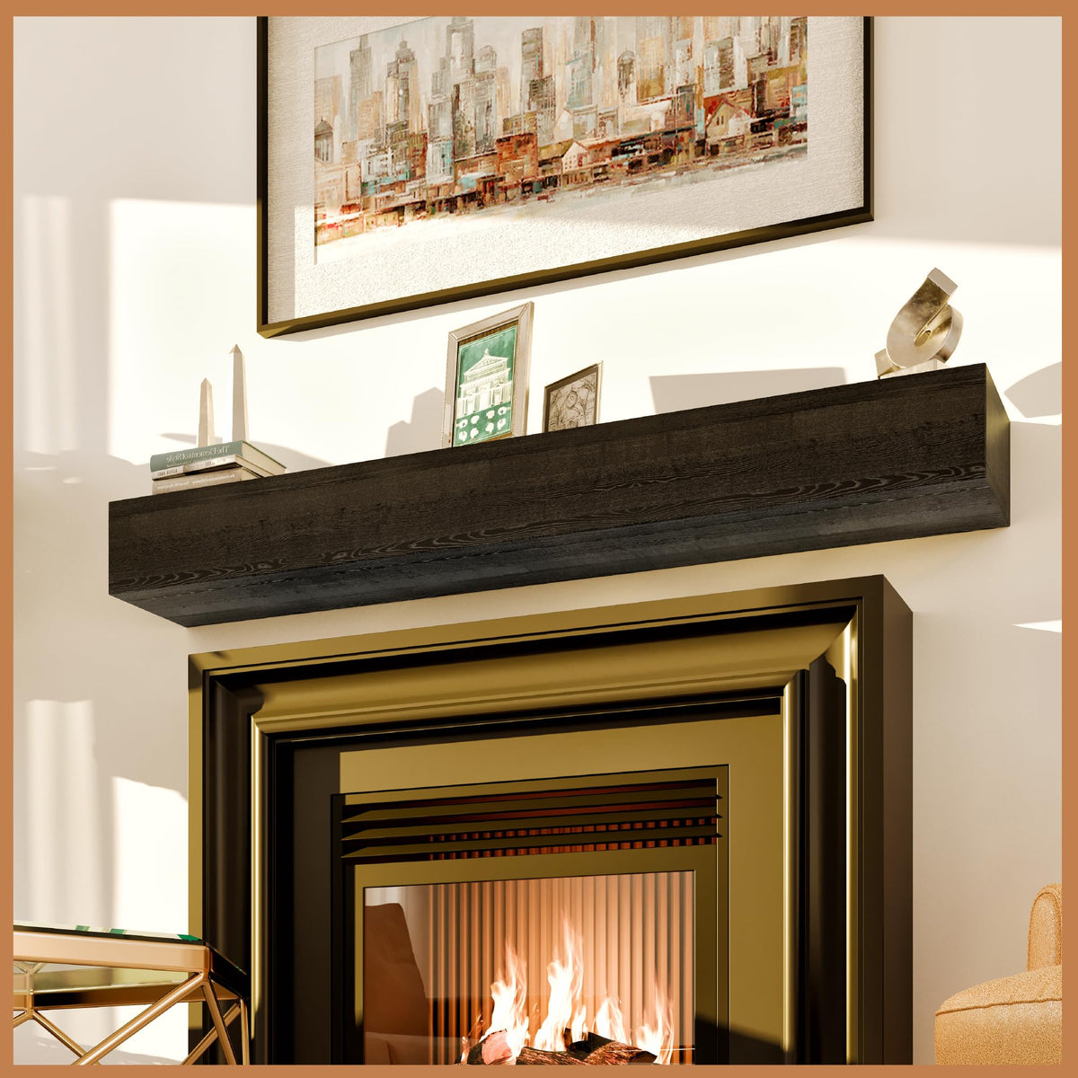Avana Fireplace Mantel - Wall-Mounted Mantles for Over Fireplace - Farmhouse Fireplace Mantle Shelves - Handcrafted Wood Fireplace Mantels - Floating Mantel 72 Inches X 8 X 5 - Rustic Natural