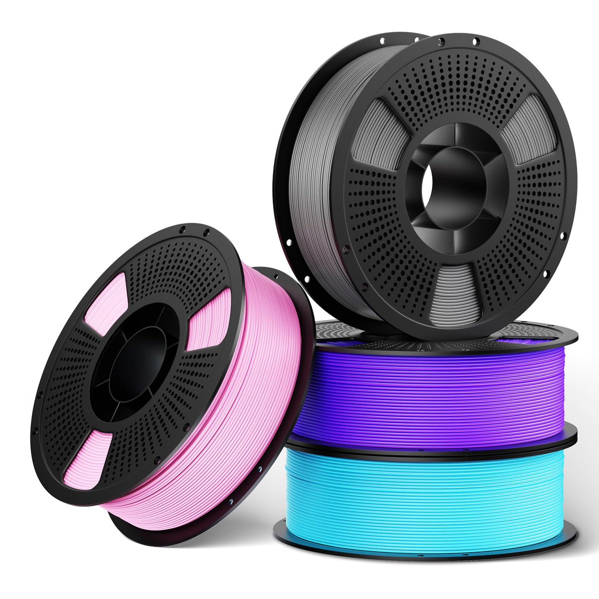 UJOY3D 10kg Hyper PLA+ 3D Printer Filament Bundle, Upgraded PLA+ Filament 1.75mm, 1kg Spool 10 Pack, Black+Cream White+Grey+Red+Cobalt Blue+Green+Christmas Green+Orange Yellow+Coffee Brown+Iris Purple