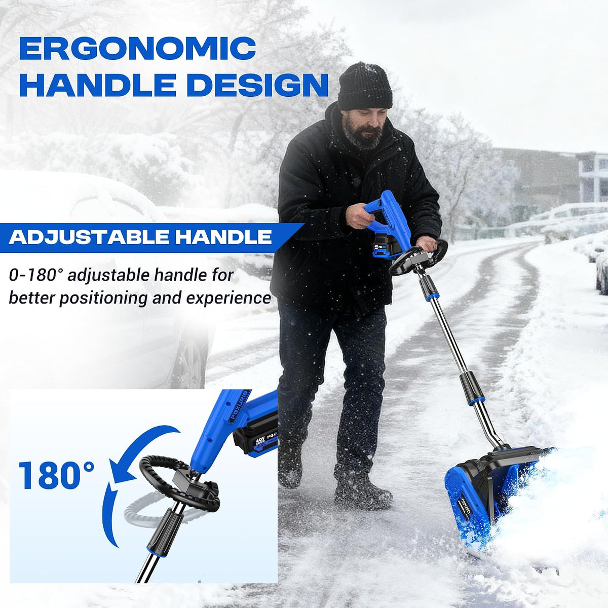 40V Electric Cordless Snow Shovel, 13 Inch Brushless Snow Blower with 2×4.0Ah Batteries & Fast Charger, 25FT Throw Distance Snow Shovel for Driveway, Patio, Deck, Walkway