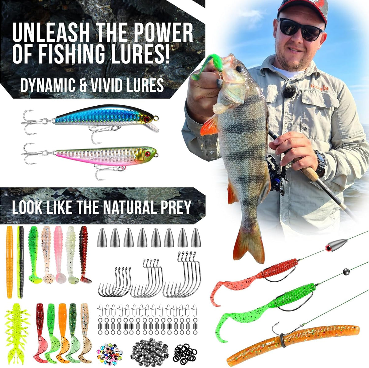 PLUSINNO Fishing Backpack with Tackle Box Fishing Gear Kit Tackle Bag