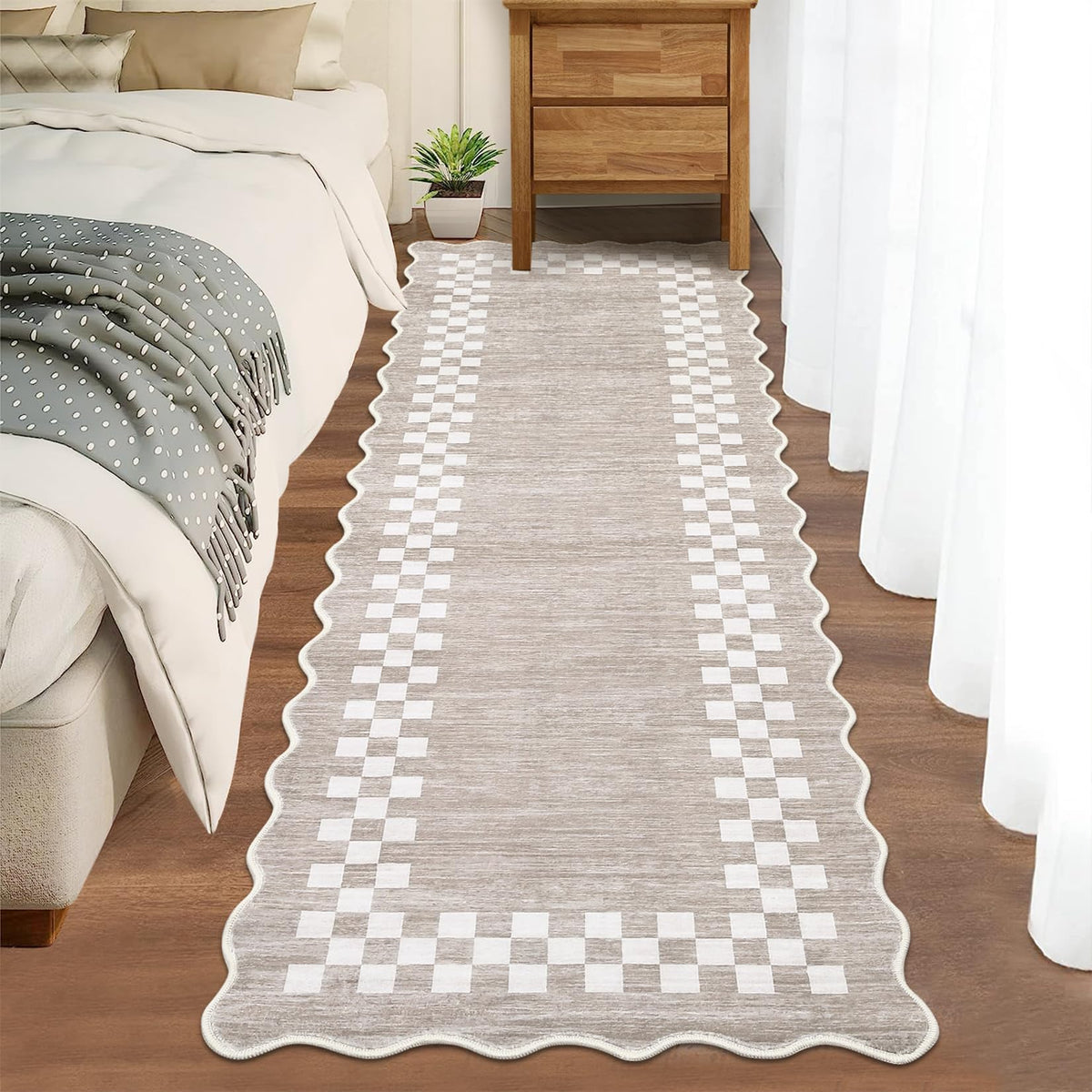 GarveeHome 5x7 Washable Area Rug Checkered Rug for Bedroom Living Room