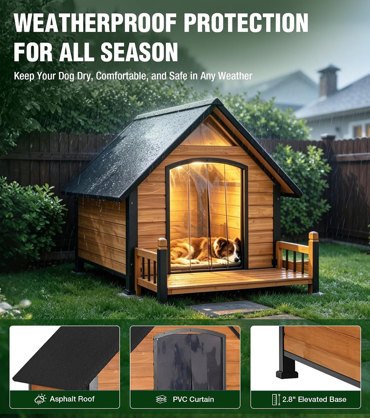 GUTINNEEN Extra Large Dog House Outdoor with Reinforced Iron Frame