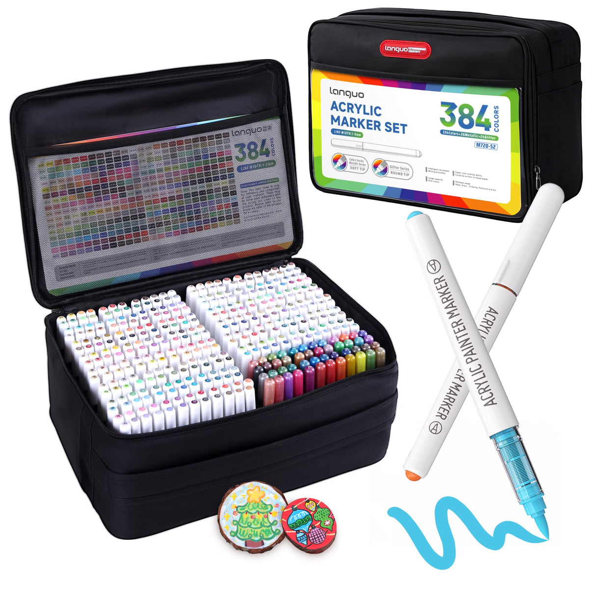 288 Colors Acrylic Paint Markers, Brush Tip Acrylic Paint Pens with Organizing Case, Multi Surface Brush Markers Set for Fabric, Glass, Wood, DIY Crafts