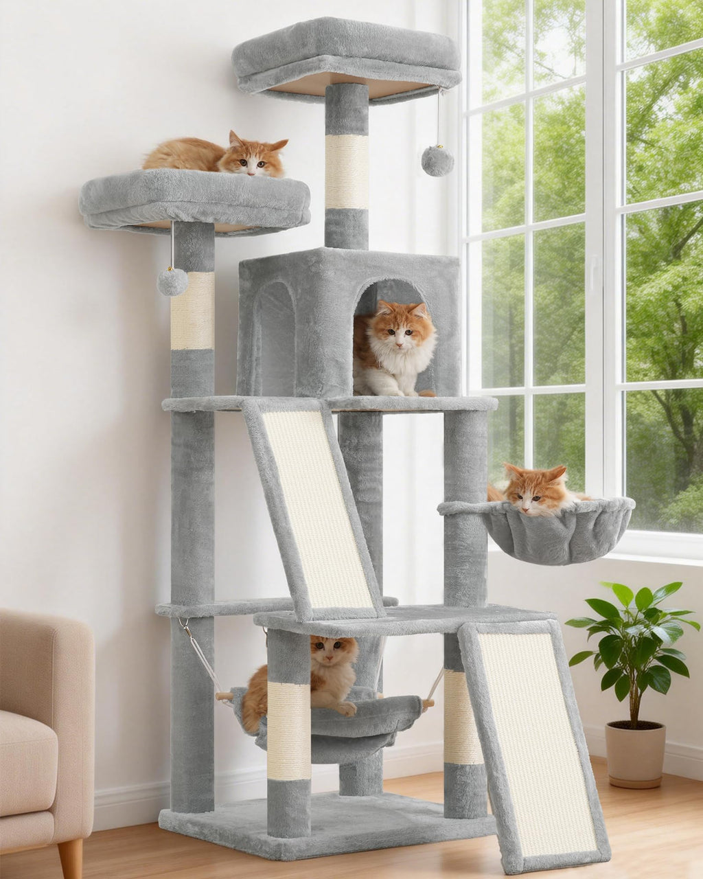 Gitelsnour Cat Tree, 71'' Tower for Large Cat with Scratching Post, GCT032G