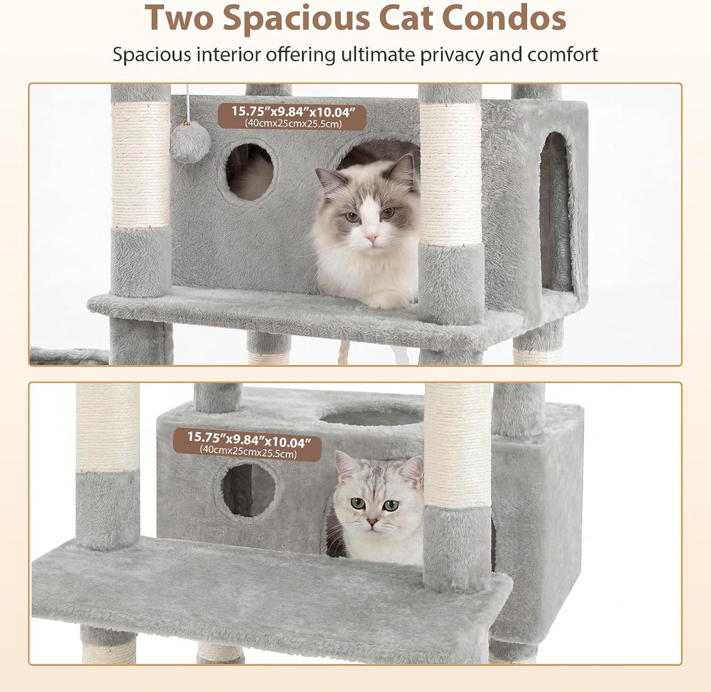 Gitelsnour Cat Tree, 74" Tower for Large Cats, Big Condo & Hammock GCT030W