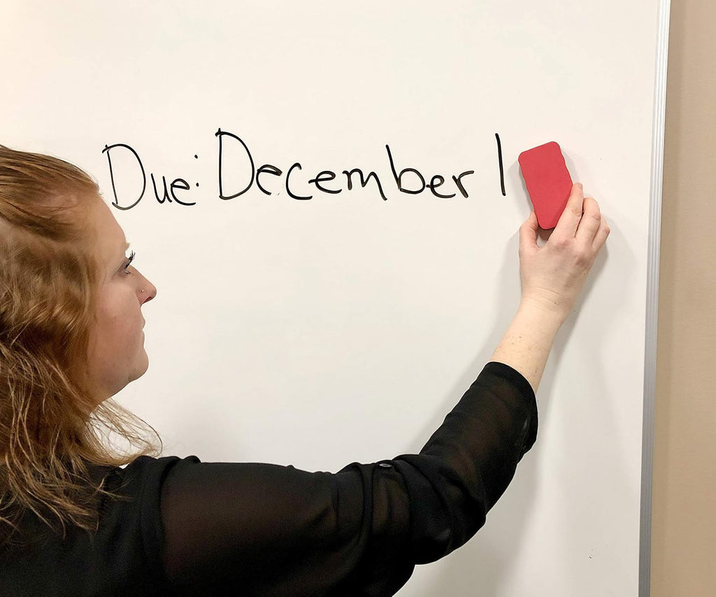 Dowling Magnets Case of 253 Magnetic Whiteboard Erasers: Solid Rectangle, Red Foam