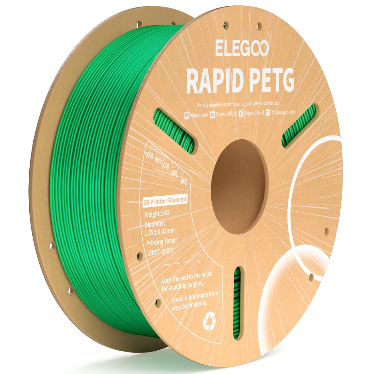ELEGOO Rapid PETG 3D Printer Filament 1.75mm Black 10KG Bulk