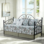 HESTIN 4Pcs Sky Blue Scallop Daybed Cover Set 75"x39" Petunia Embroidery