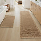 Upgraded Waffle Bath Mat Set of 2 Absorbent Bathroom Mat 18"x30" + 24"x48"