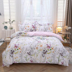 URBONUR 100% Cotton Floral Queen Duvet Cover Set 3-Pieces Botanical Bedding
