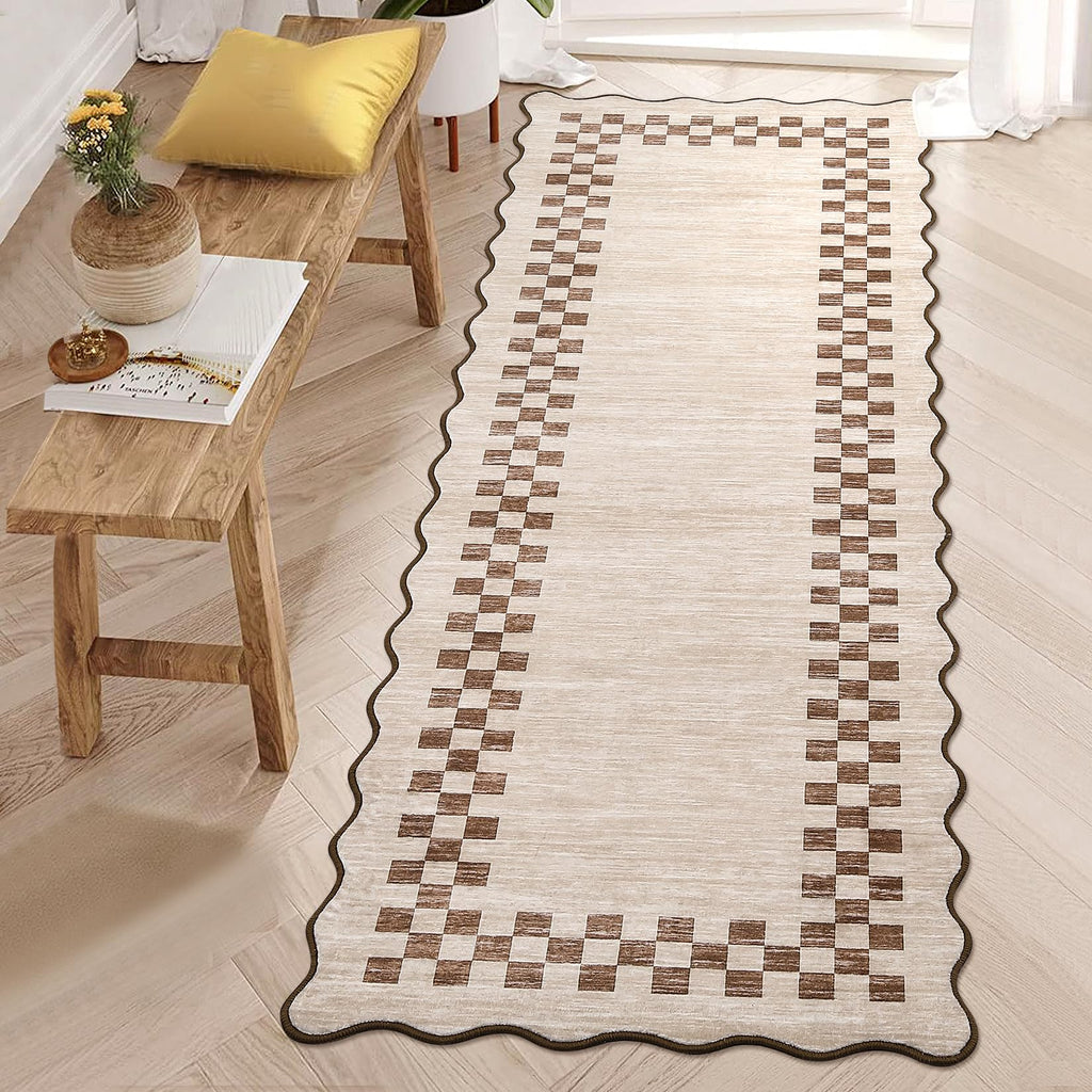 GarveeHome 5x7 Washable Area Rug Checkered Rug for Bedroom Living Room