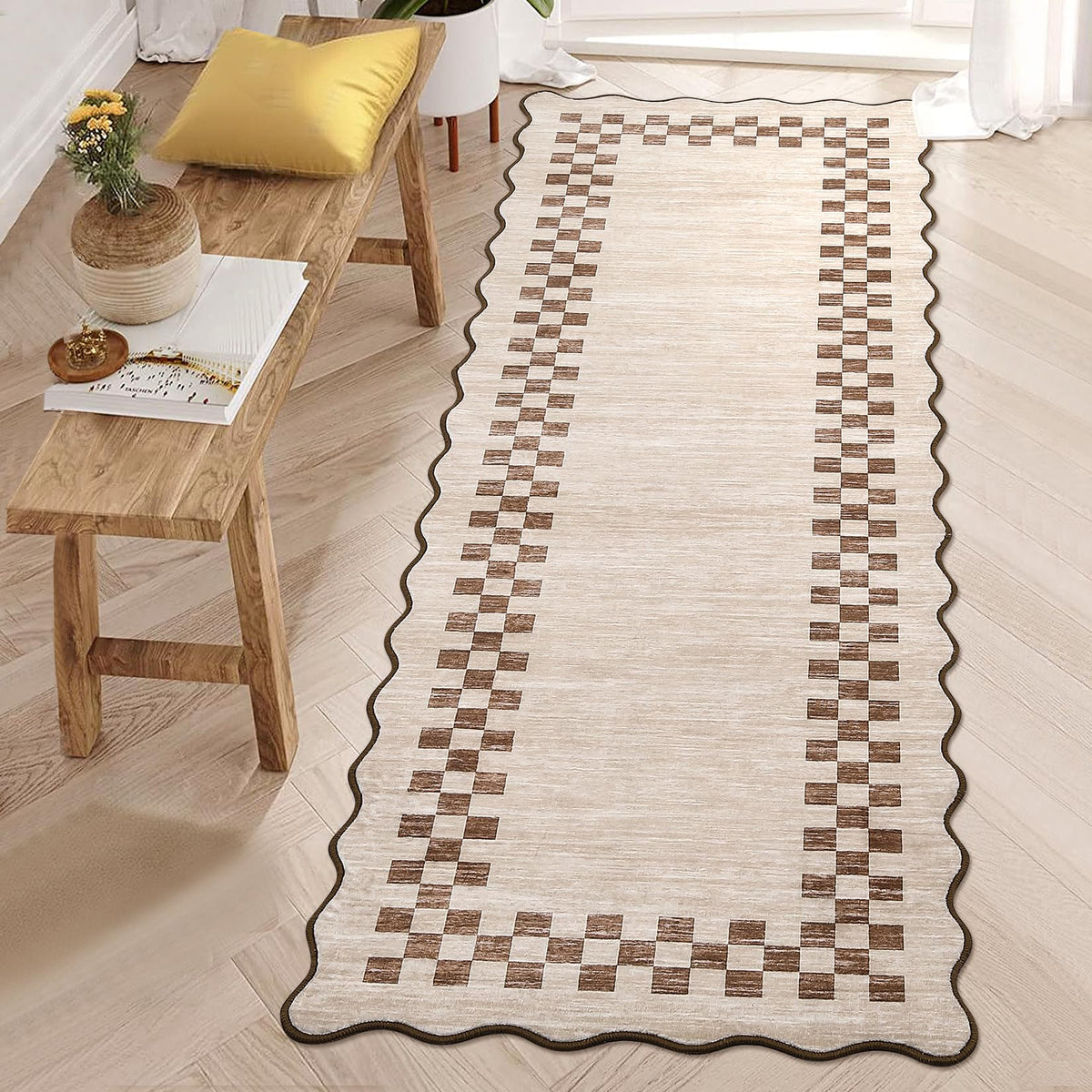 GarveeHome 5x7 Washable Area Rug Checkered Rug for Bedroom Living Room