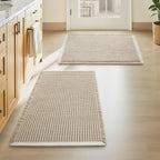Upgraded Waffle Bath Mat Set of 2 Absorbent Bathroom Mat 18"x30" + 24"x48"