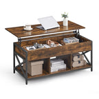 VASAGLE Lift Top Coffee Table with Storage Shelf, 3 Compartments