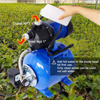 1.6HP Shallow Well Pump with Pressure Tank,garden water pump, Automatic Water Booster for Home Garden Lawn Farm (Blue)