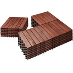 PrimeZone 54 PCS Solid Acacia Wood Interlocking Deck Tiles Outdoor, Brown
