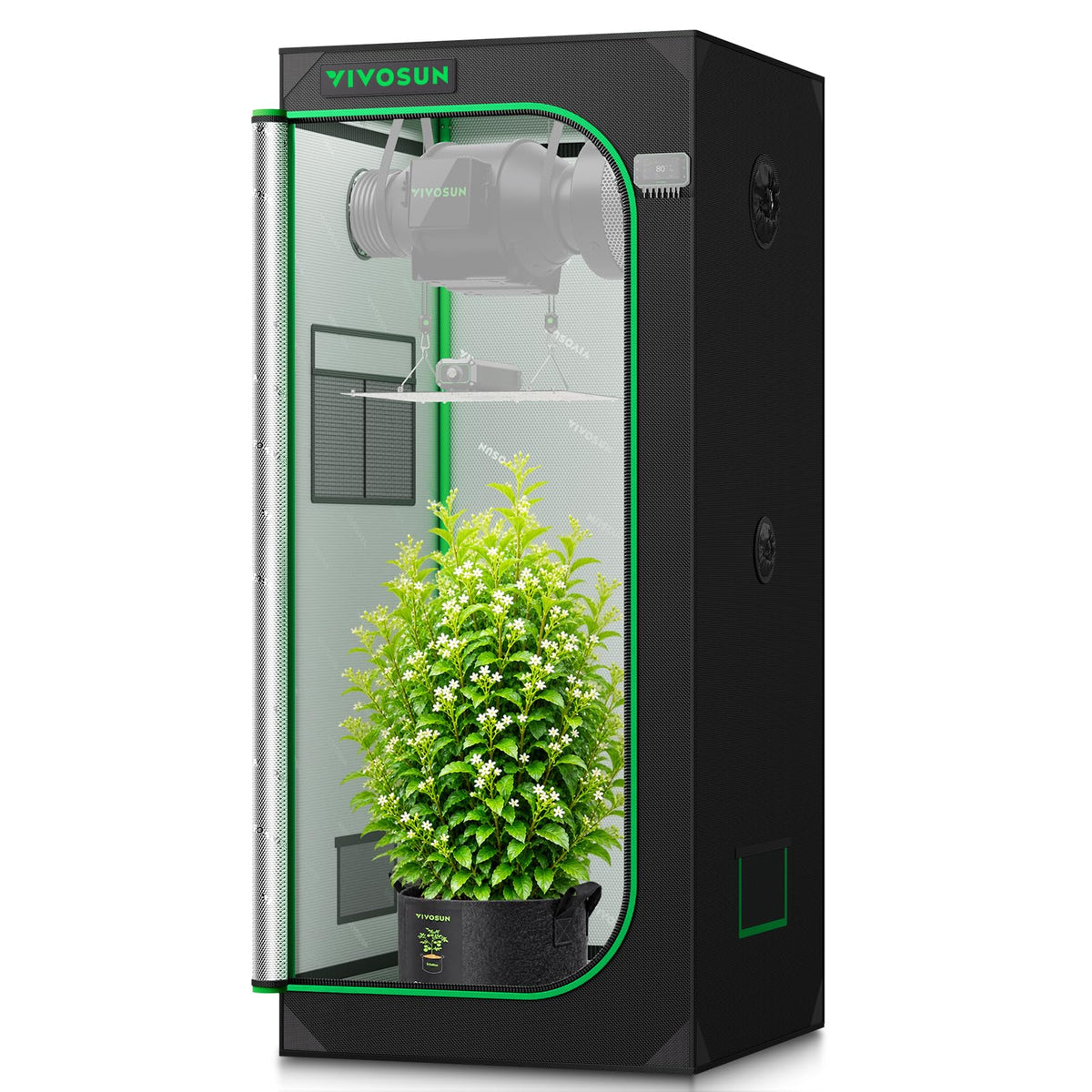 VIVOSUN S448 4x4 Grow Tent 48"x48"x80" Mylar Tent for Indoor Plants
