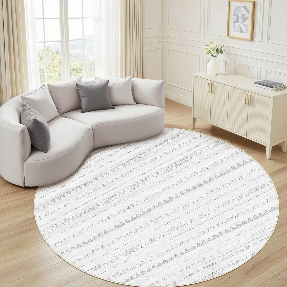 Nakagishi Boho 8x10 Area Rug Living Room Rugs Machine Washable Beige