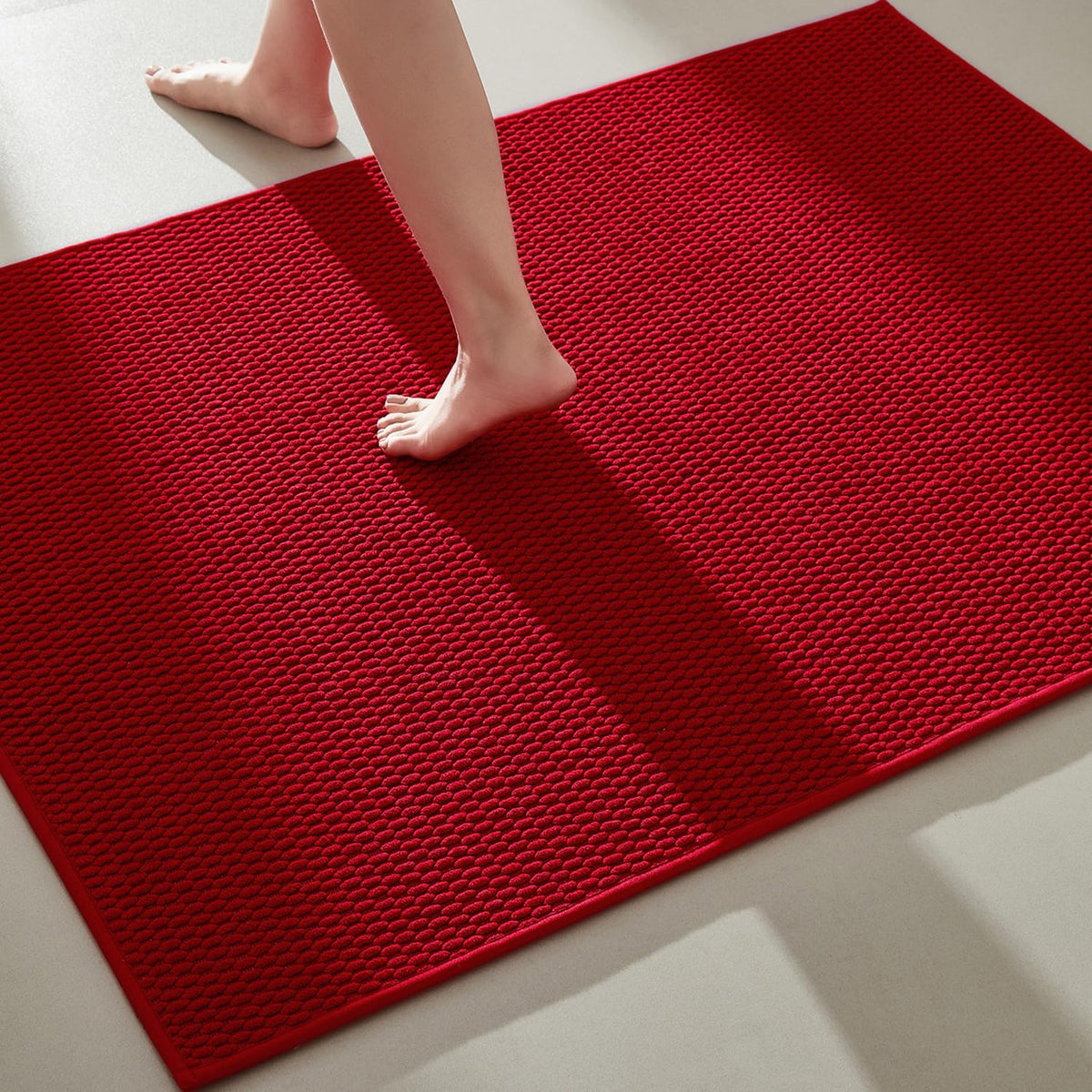 TYUU Bathroom Runner Rugs, Long Bath Mat Runner Washable Thin Quick Dry Low Pile Bathroom Runner Rugs Non Slip, Beige 24"x70"