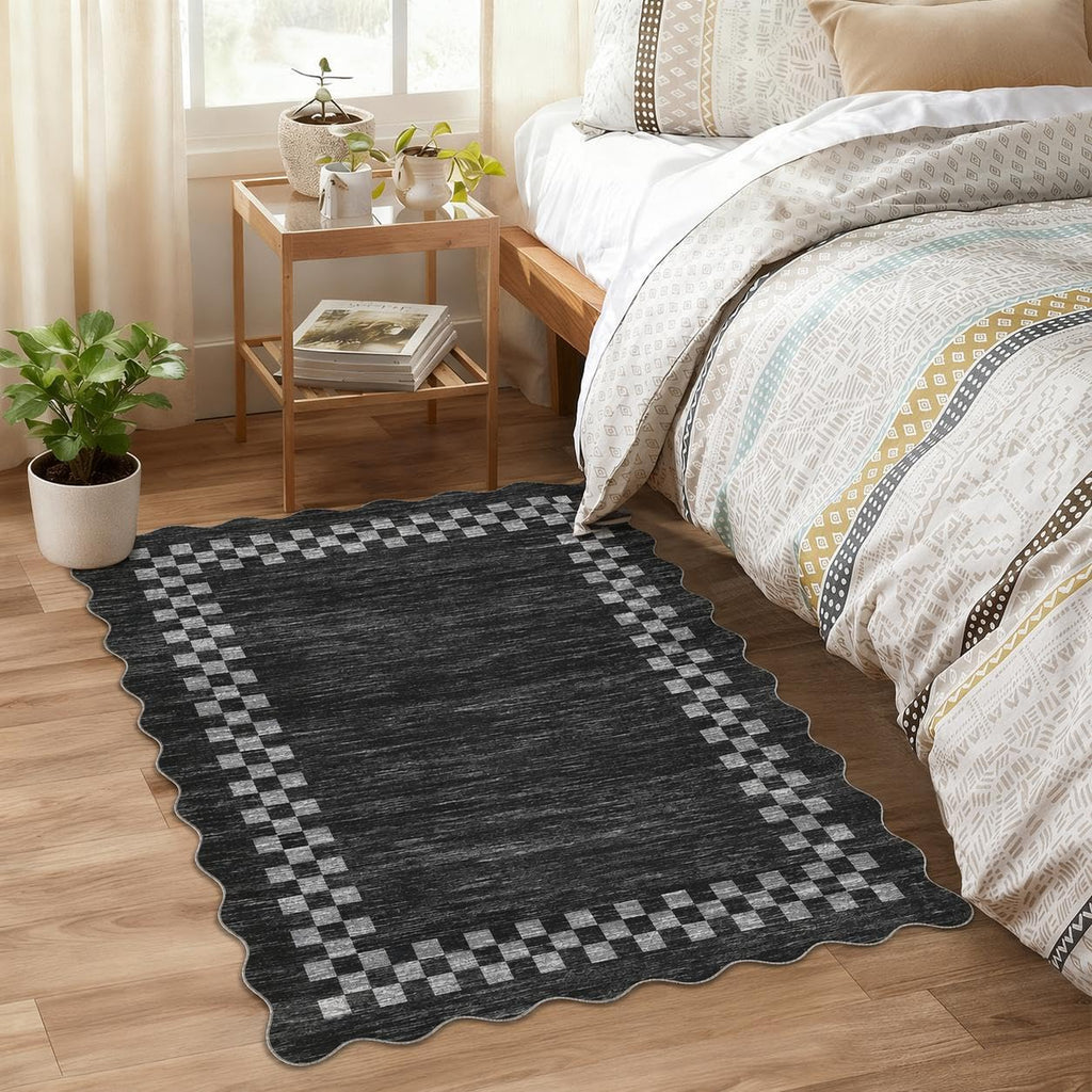 GarveeHome 5x7 Washable Area Rug Checkered Rug for Bedroom Living Room