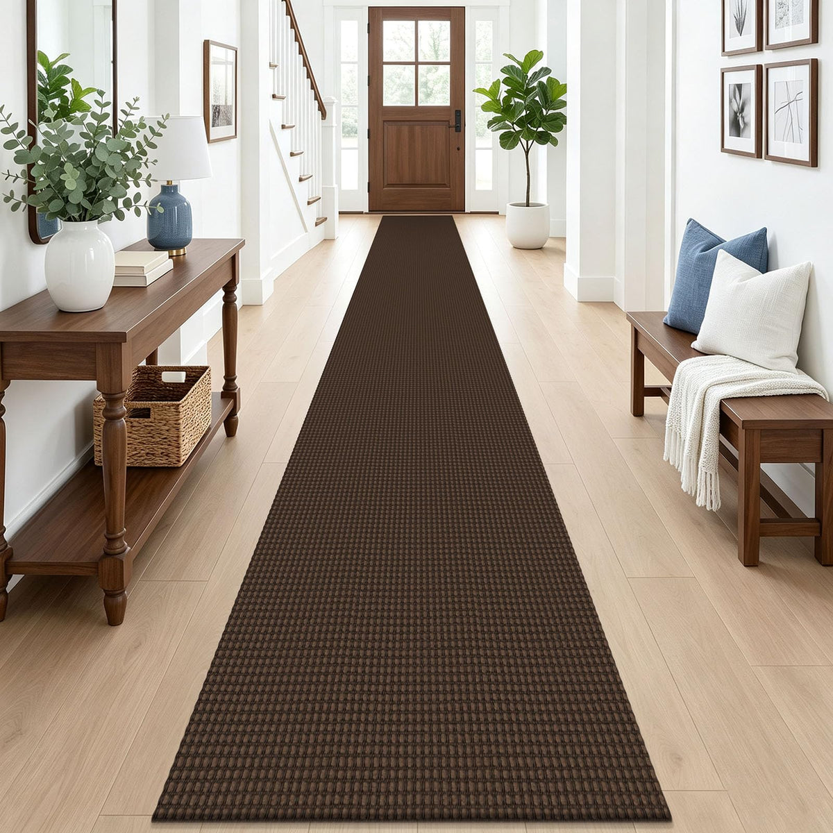EARTHALL Woven Area Rugs 6x9 Ft Washable Living Room Rugs Non Slip Rubber Backed Dining Room Rug Braided Bedroom Rugs Indoor Floor Carpet for Living Room, Bedroom, Dining Room, Beige/Ivory