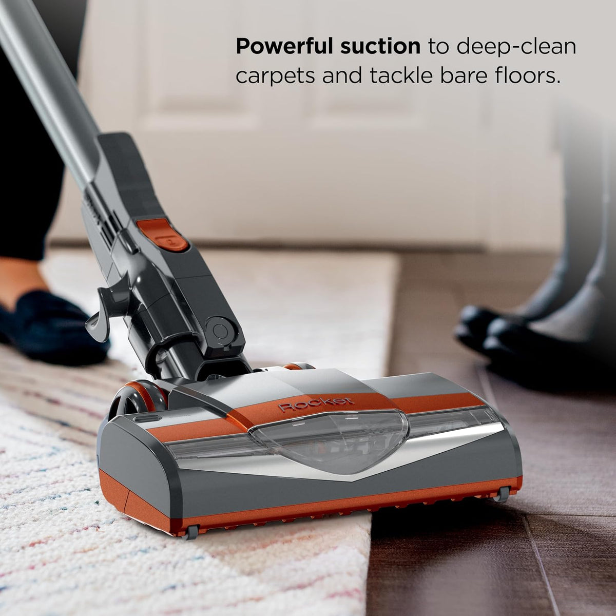 Shark HV302 Rocket Pet Corded Stick Vacuum, Lightweight with Swivel Steering for Carpets & Hard Floors, Converts to Hand Vacuum, Includes Crevice Tool, Pet Multi-Tool & Precision Duster, Orange