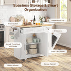 Dripex 41.5'' Kitchen Island with Power Outlet, Trash Cabinet & Storage