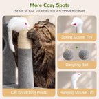 Globlazer Cat Tree Tower for Indoor Cats Large Adult, FC50, Light Grey