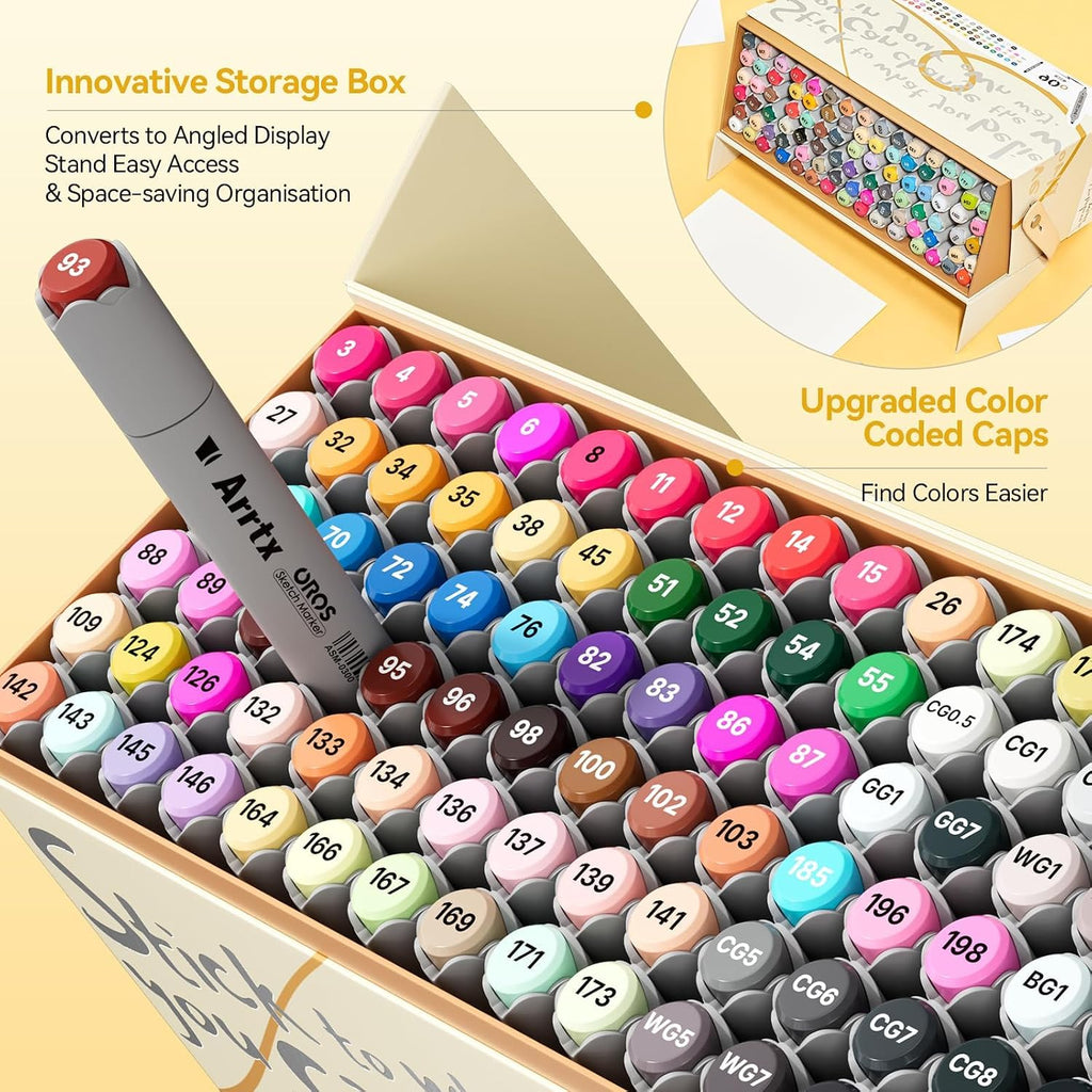 Arrtx OROS 90 Colors Alcohol Markers, Brush & Chisel