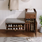3More Vintage Carved Versatile Multi Layout Entryway Shoe Bench with Drawer