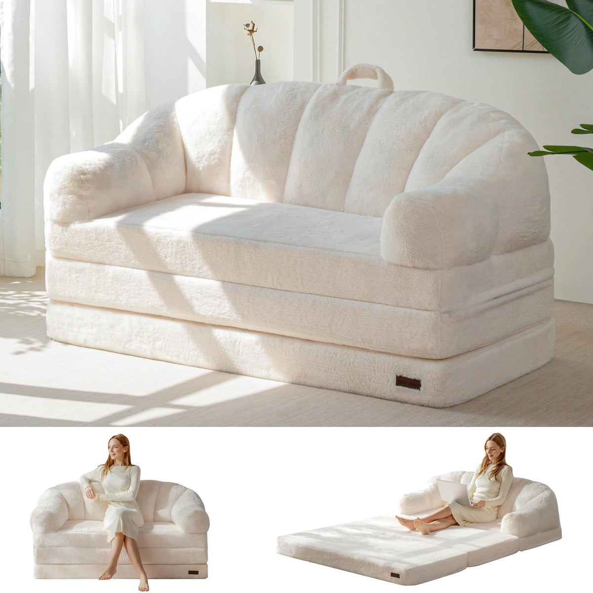 MAXYOYO Folding Sofa Bed, 2 in 1 Convertible Sofa to Lounger