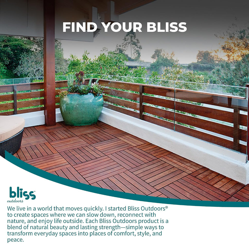 Bliss Outdoors Acacia Interlocking Deck Tiles, 6-Slat, Red, Set of 30