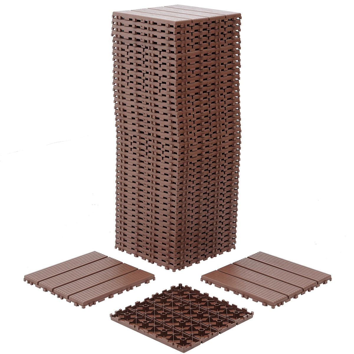 12" Patio Deck Tile, Patio Flooring, 44 Packs Deck Tiles Interlocking Outdoor All Weather, Flooring Tiles for Balcony, Backyard Pool decking Tiles, Easy Installation, Dark Gray - Stone Texture