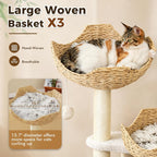 PAWZ Road Modern Cat Tree with Baskets, 44" Cat Tower for Indoor Cats,White