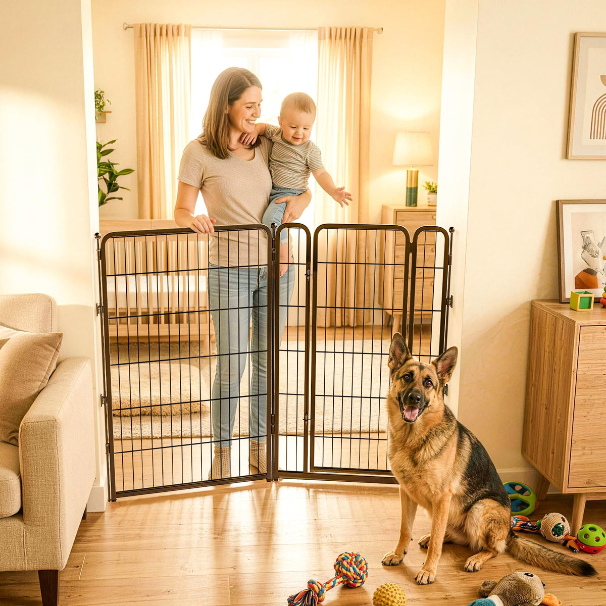 FXW Dog Gate, Extra Wide Adjustable for Openings Up to 111", 32" H