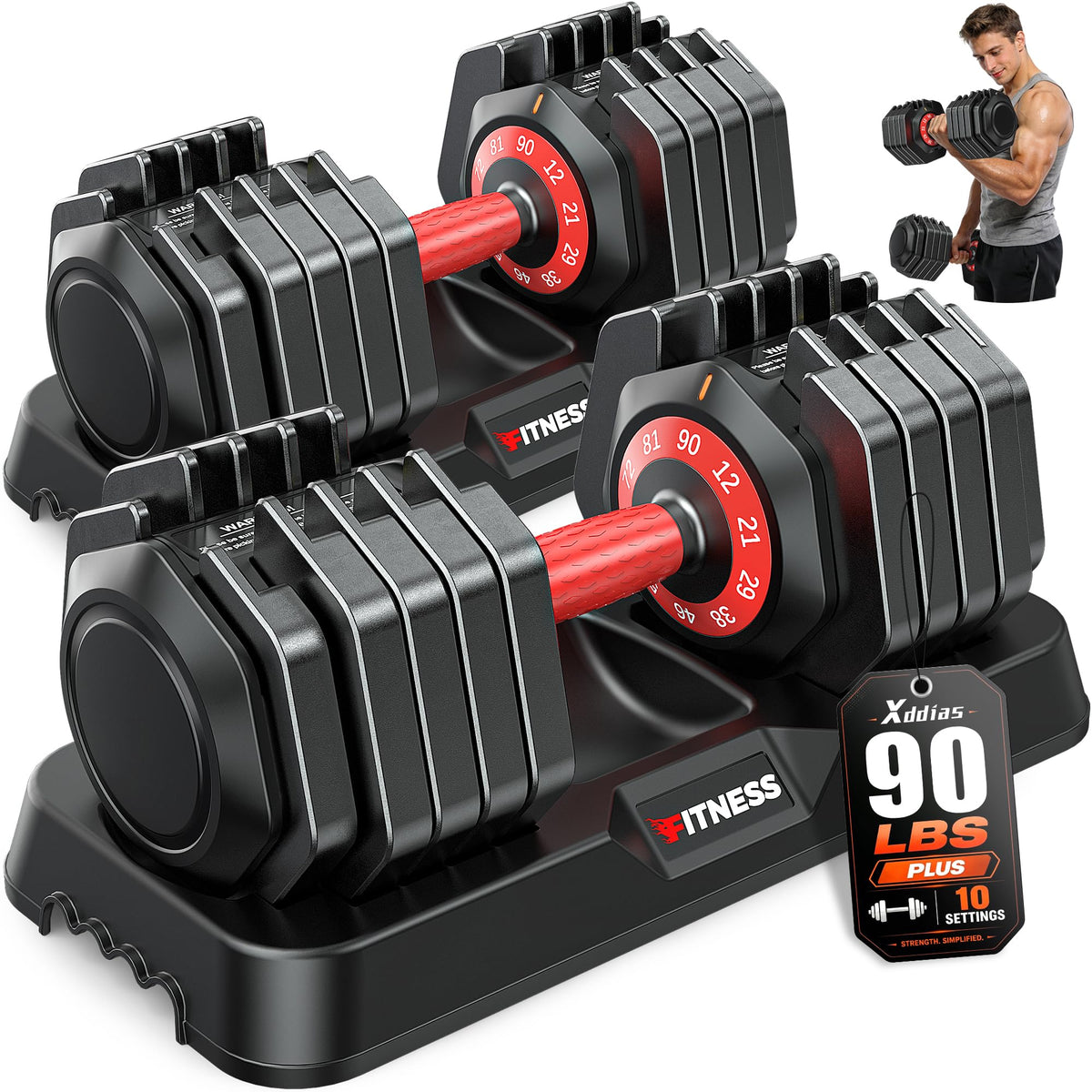 XDDIAS Adjustable Dumbbell Set for Home Gym Strength Training