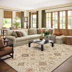 Washable Area Rugs for Living Room: 9x12 Bedroom Rug Boho Vintage Area Rug Stain Resistant Non Slip Low Pile Lightweight Soft Carpets for Dining Room Kitchen Nursery Kids Room Playroom Home Office