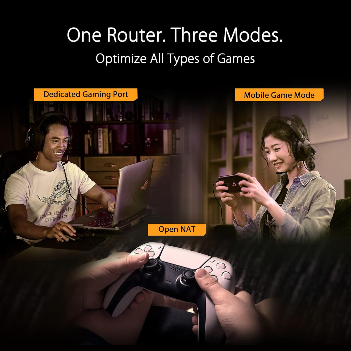 ASUS TUF Gaming WiFi 6 Router (TUF-AX6000) -Dedicated Gaming Port, Dual 2.5G Port, 3 Steps Port Forwarding, Extendable Router with AiMesh (Renewed)