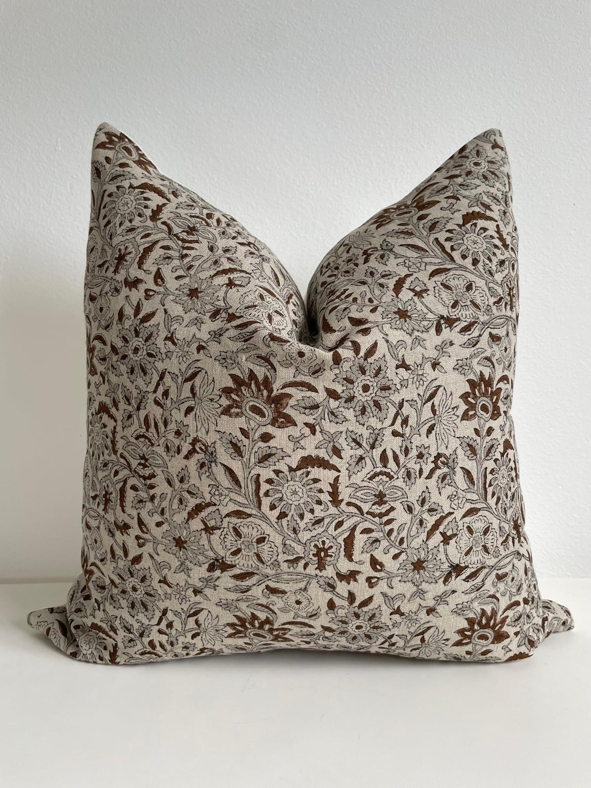 Generic Canyon Theory Hand Block Print Organic Linen 20x20 Inch Throw Pillow Cover: Indoor Outdoor Sustainable Handmade Vintage Decorative Cushion Cover (Rowan)