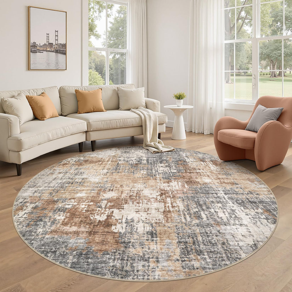 DMOYEST Area Rug Living Room Rugs 9x12 Washable Abstract Grey Carpet
