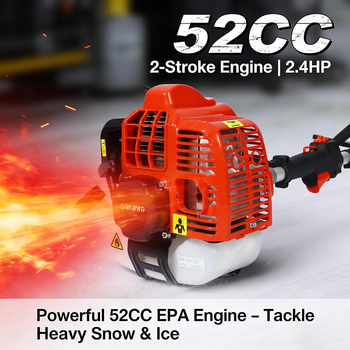 Gas Snow Sweeper Gasoline Powered – 52CC 2-Stroke Engine Walk-Behind Power Broom, 24" Clearing Height Paddle Sweeper for Driveway, Gravel, Lawn & Garden (EPA)