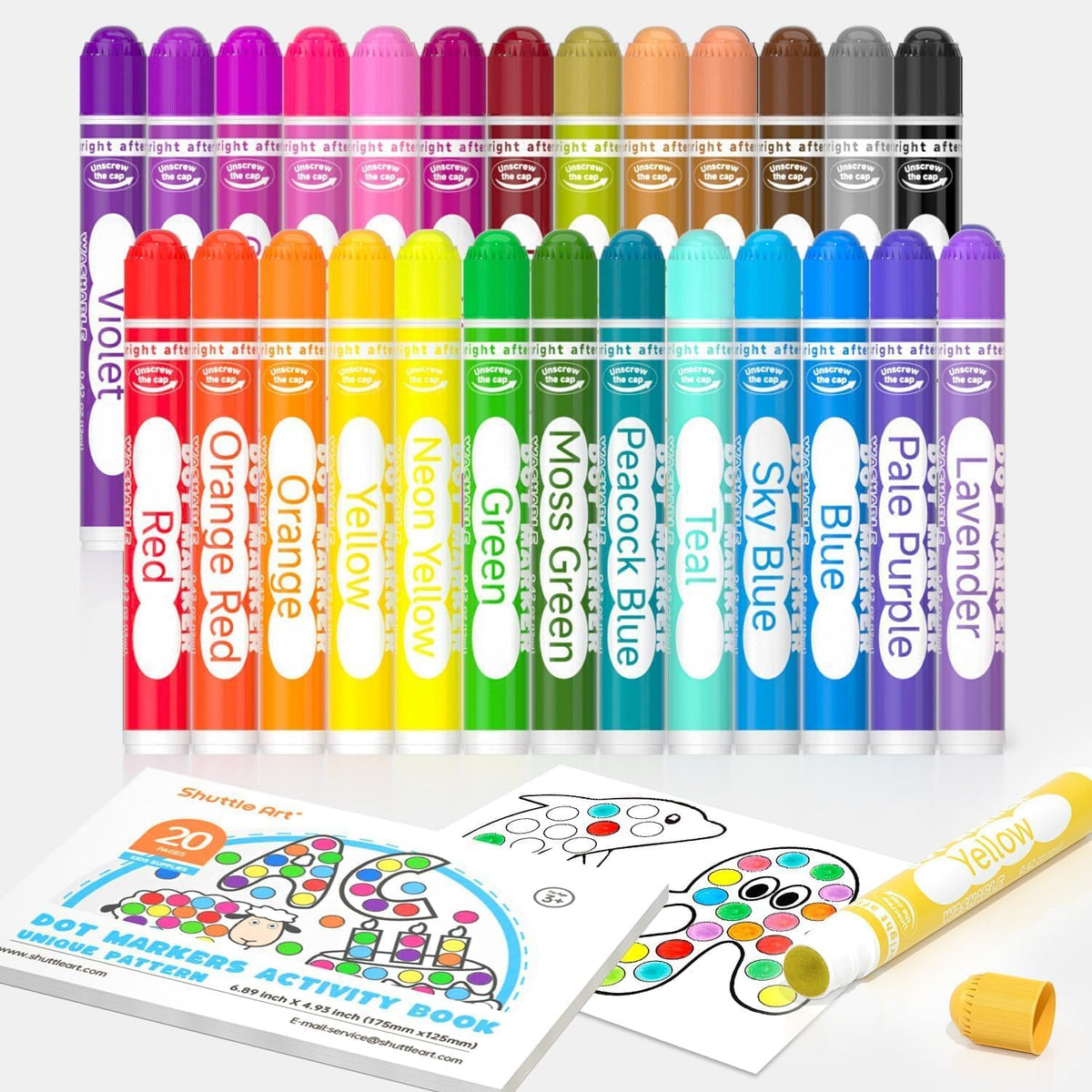 Shuttle Art 150 Pack Dot Markers, 15 Colors x 10 Sets Washable Bingo Daubers for Kids Toddlers, Non-Toxic Water-Based Art Supplies for Preschoolers and Classroom