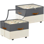 Foyego 2 Pack Shoe Organizer for Closet, Shoe Storage with Wheels, Gray
