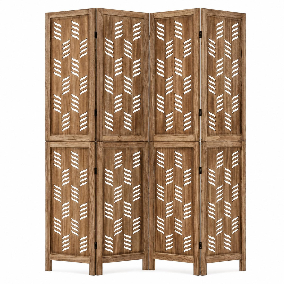 GIANTEX 3 Panel Folding Room Divider with Mesh Window, Distressed Brown