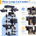 Hey-brother Cat Tree, Multi-Level Tower with 3 Condos, Hairbrush, MPJ035-MG