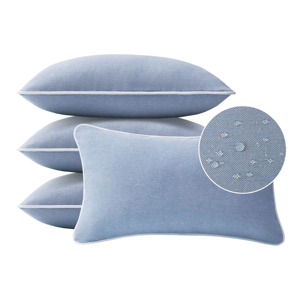 Sunbrella Decorative Outdoor Water Repellent Throw Pillows with Inserts, Set of 4, 18" x18" Pillows for Patio, Backyard, Bed, Couch, and Patio Furniture, Specrtum Pebble
