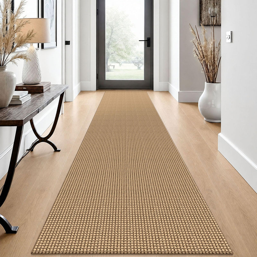 EARTHALL Woven Area Rugs 6x9 Ft Washable Living Room Rugs Non Slip Rubber Backed Dining Room Rug Braided Bedroom Rugs Indoor Floor Carpet for Living Room, Bedroom, Dining Room, Beige/Ivory
