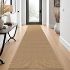 EARTHALL Woven Area Rugs 6x9 Ft Washable Living Room Rugs Non Slip Rubber Backed Dining Room Rug Braided Bedroom Rugs Indoor Floor Carpet for Living Room, Bedroom, Dining Room, Beige/Ivory