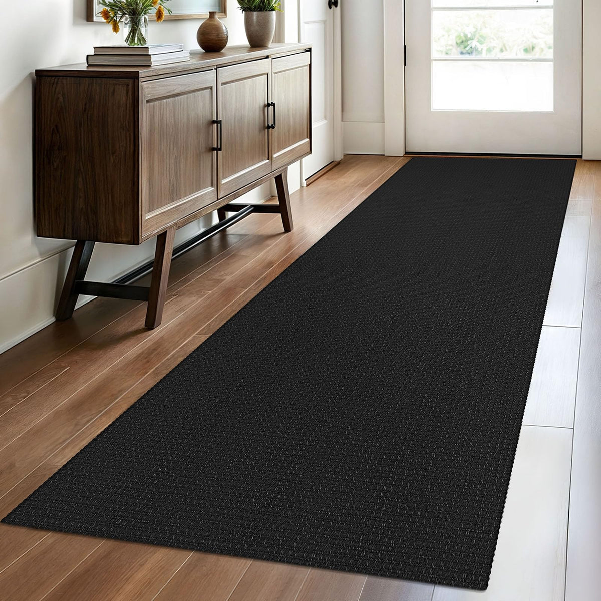 EARTHALL Woven Area Rugs 6x9 Ft Washable Living Room Rugs Non Slip Rubber Backed Dining Room Rug Braided Bedroom Rugs Indoor Floor Carpet for Living Room, Bedroom, Dining Room, Beige/Ivory